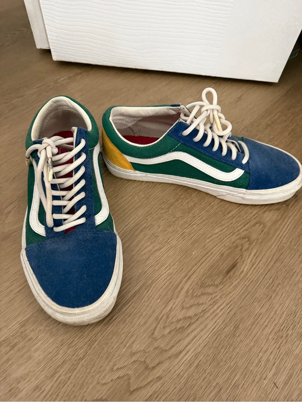 Vans Low-Top Suede & Canvas Sneakers in Blue, Green & Yellow